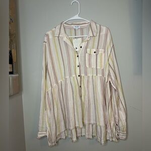 True Craft Multicolor Striped Button Up Shirt Womens XL NWT